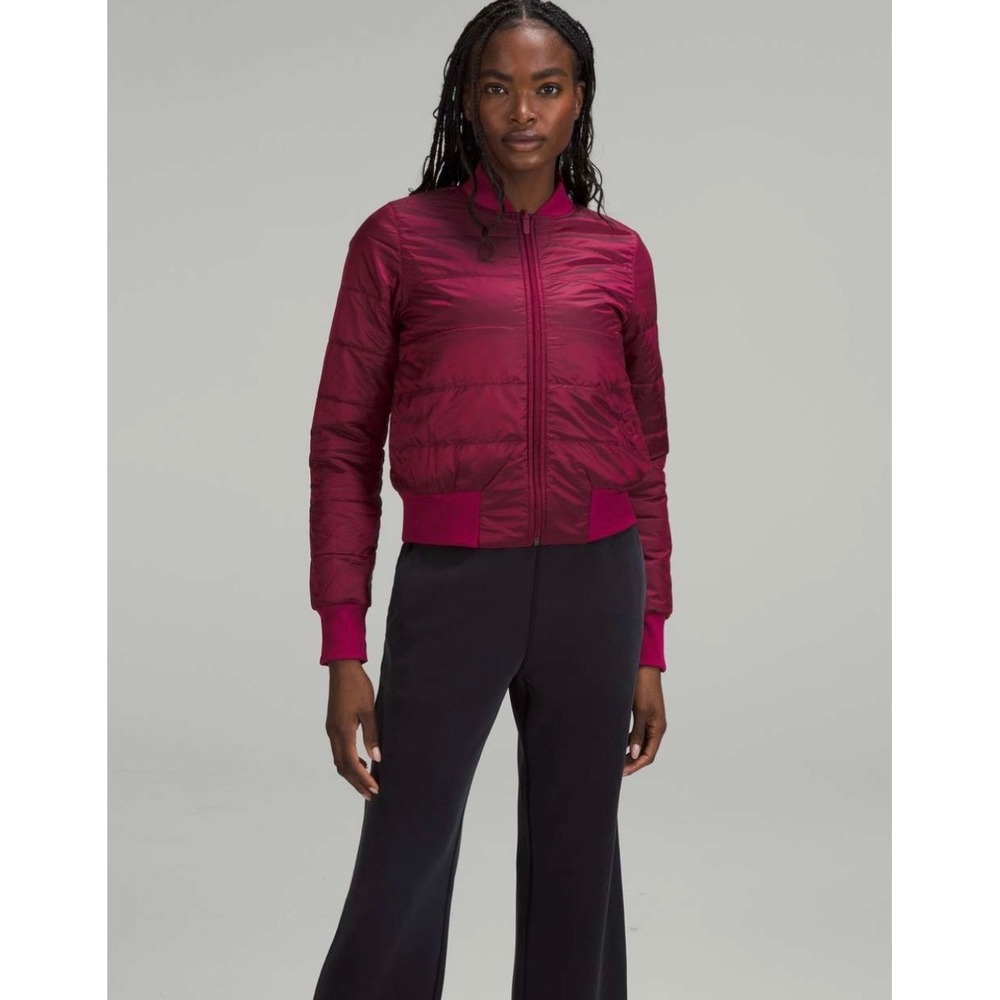 Lululemon Non-Stop Reversible Bomber Jacket‎ Pomegranate Pink Size 4 Athleisure - Picture 3 of 16
